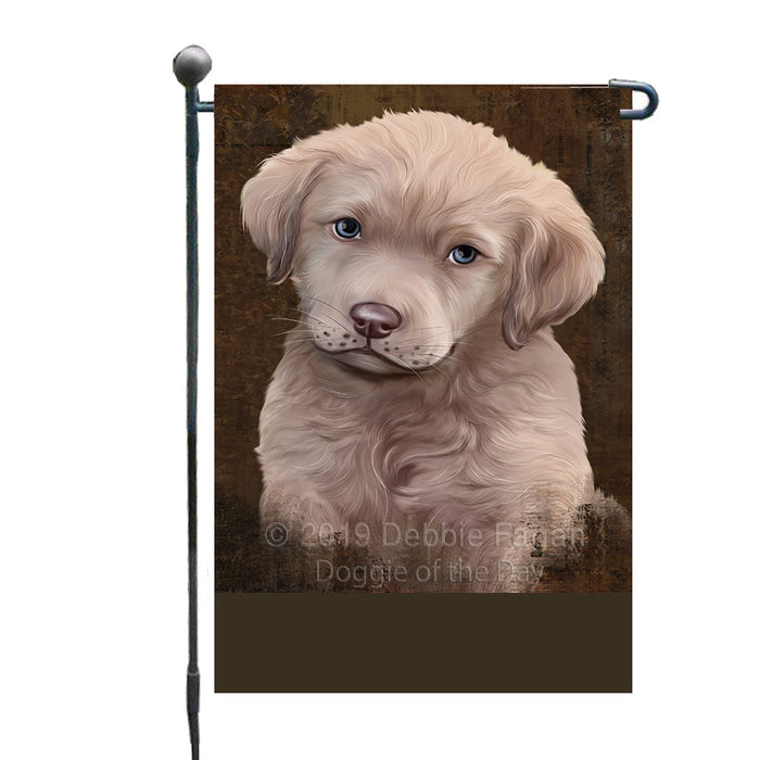 Personalized Rustic Chesapeake Bay Retriever Dog Custom Garden Flag GFLG63478