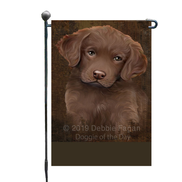 Personalized Rustic Chesapeake Bay Retriever Dog Custom Garden Flag GFLG63479