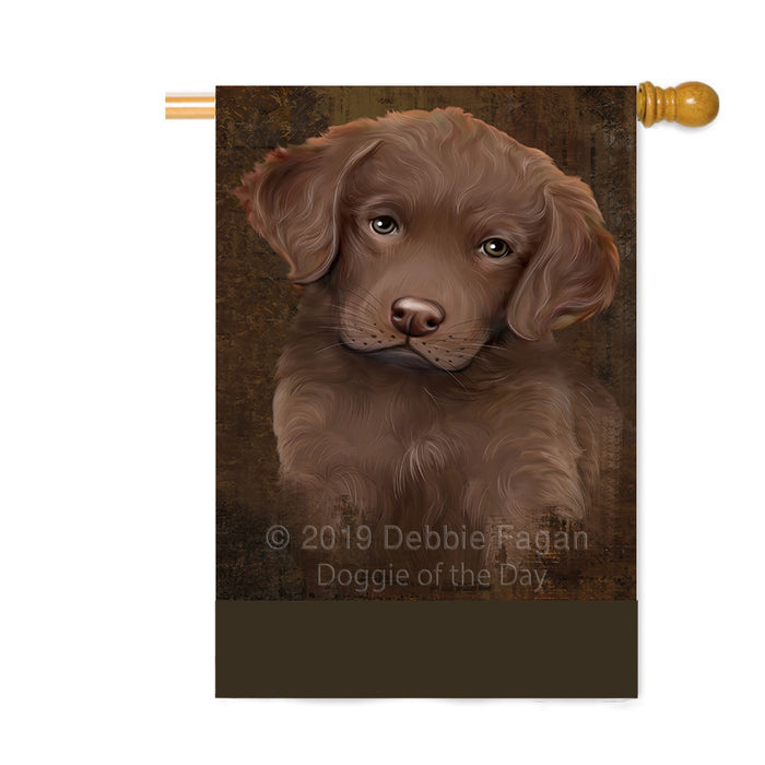 Personalized Rustic Chesapeake Bay Retriever Dog Custom House Flag FLG64556