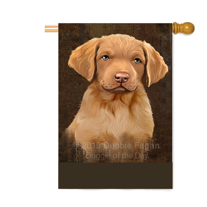 Personalized Rustic Chesapeake Bay Retriever Dog Custom House Flag FLG64557