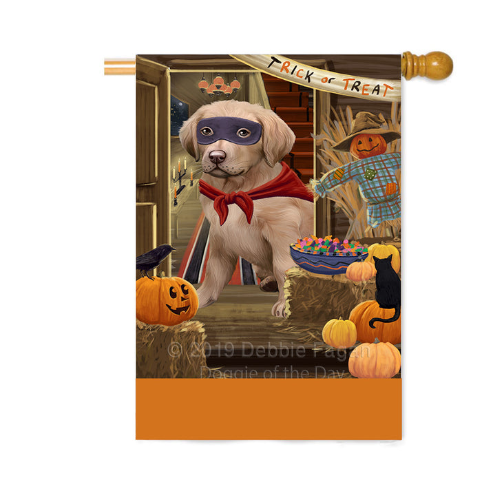 Personalized Enter at Own Risk Trick or Treat Halloween Chesapeake Bay Retriever Dog Custom House Flag FLG-DOTD-A59591