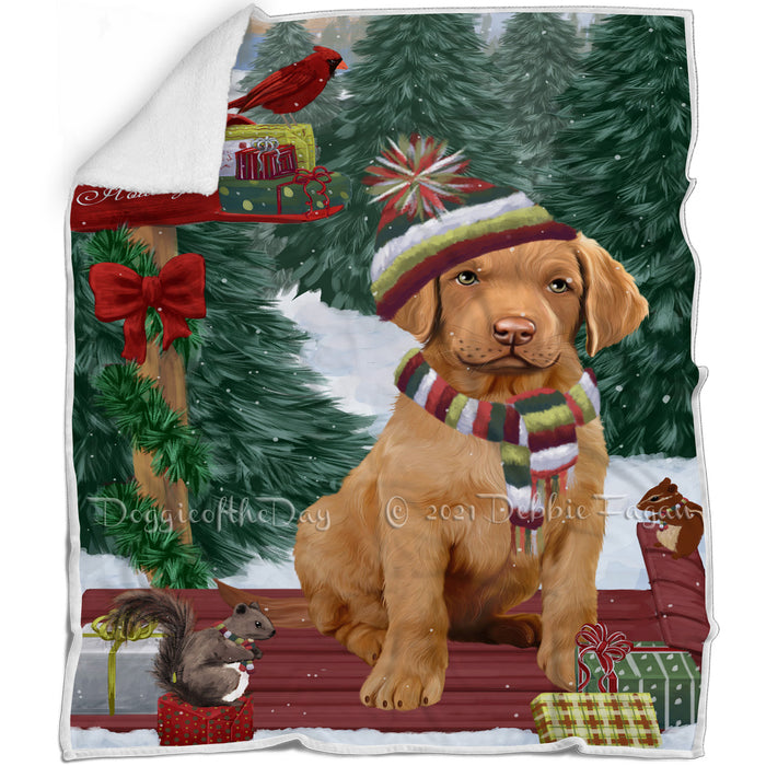 Merry Christmas Woodland Sled Chesapeake Bay Retriever Dog Blanket BLNKT113457