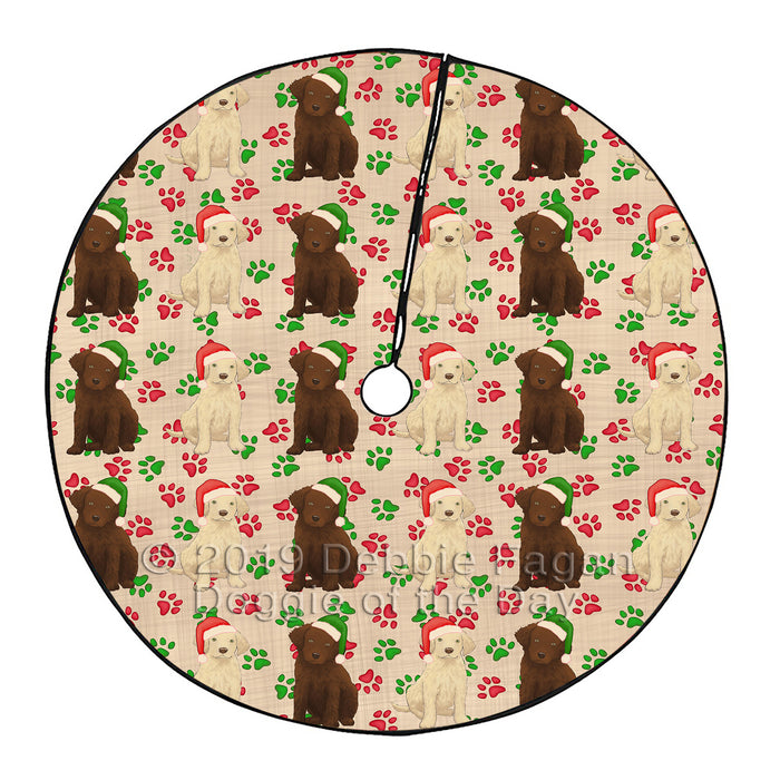 Christmas Paw Print Cavalier King Charles Spaniel Dogs Tree Skirt