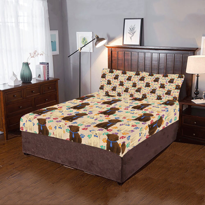 Rainbow Paw Print Chesapeake Bay Retriever Dogs Blue 3-Piece Bedding Set
