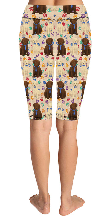 Rainbow Paw Print Chesapeake Bay Retriever Dogs Blue Knee Length Leggings