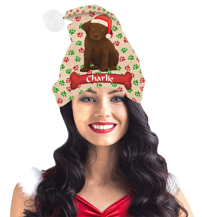 Pet Name Personalized Christmas Paw Print Cavalier King Charles Spaniel Dogs Santa Hat