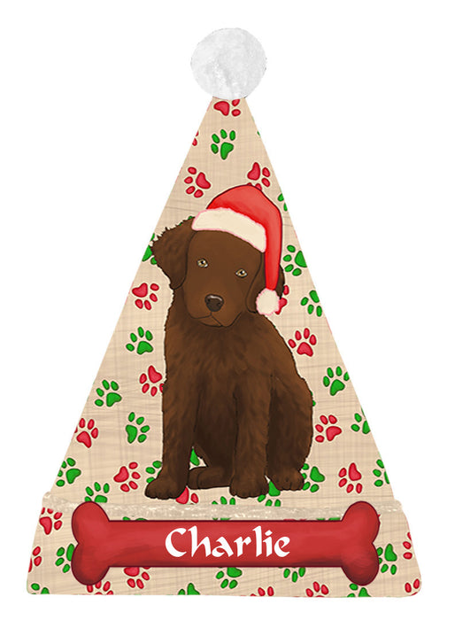 Pet Name Personalized Christmas Paw Print Cavalier King Charles Spaniel Dogs Santa Hat