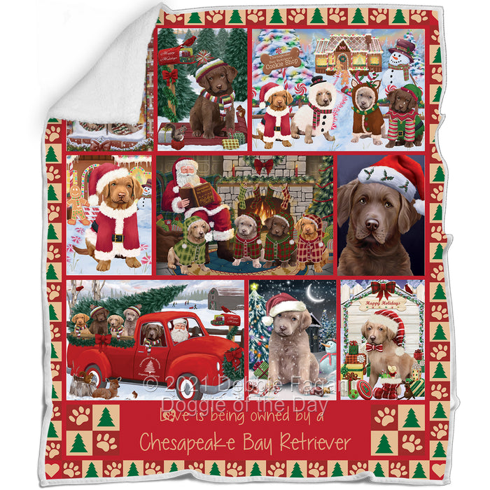Love is Being Owned Christmas Chesapeake Bay Retriever Dogs Blanket BLNKT143458