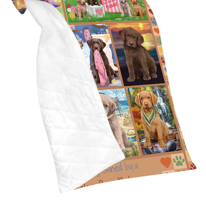 Love is Being Owned Chesapeake Bay Retriever Dog Beige Quilt