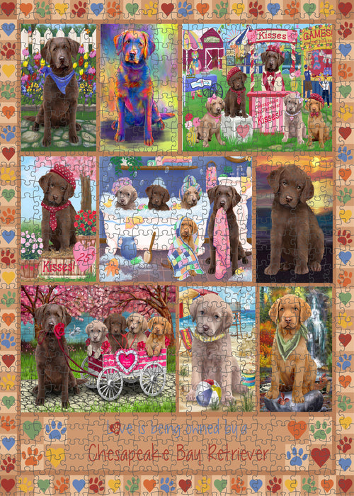 Love is Being Owned Chesapeake Bay Retriever Dog Beige Puzzle with Photo Tin PUZL98364