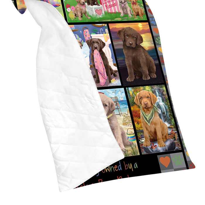Love is Being Owned Chesapeake Bay Retriever Dog Grey Quilt