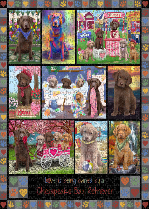 Love is Being Owned Chesapeake Bay Retriever Dog Grey Puzzle with Photo Tin PUZL98368