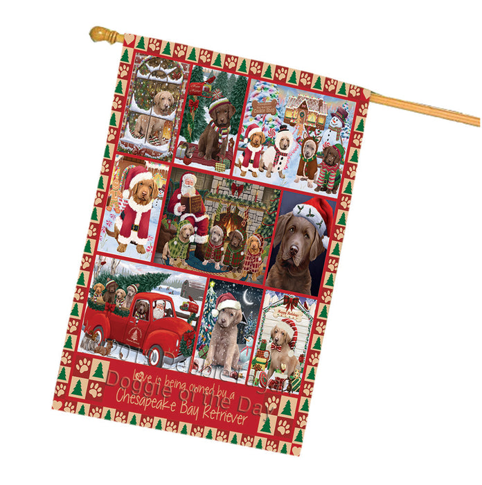 Love is Being Owned Christmas Chesapeake Bay Retriever Dogs House Flag FLG66054
