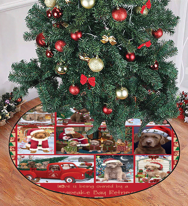 Love is Being Owned Christmas Chesapeake Bay Retriever Dogs Tree Skirt