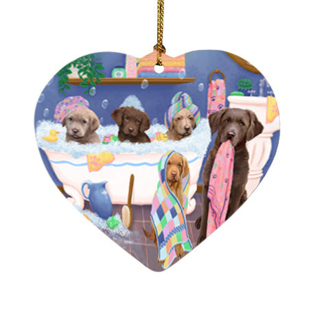 Rub A Dub Dogs In A Tub Chesapeake Bay Retrievers Dog Heart Christmas Ornament HPOR57135