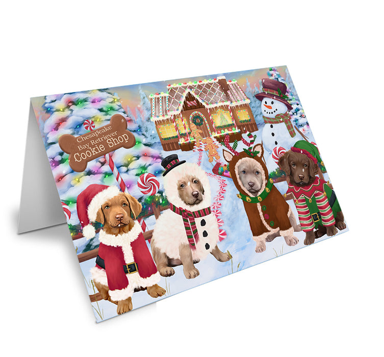 Holiday Gingerbread Cookie Shop Chesapeake Bay Retrievers Dog Handmade Artwork Assorted Pets Greeting Cards and Note Cards with Envelopes for All Occasions and Holiday Seasons GCD73688