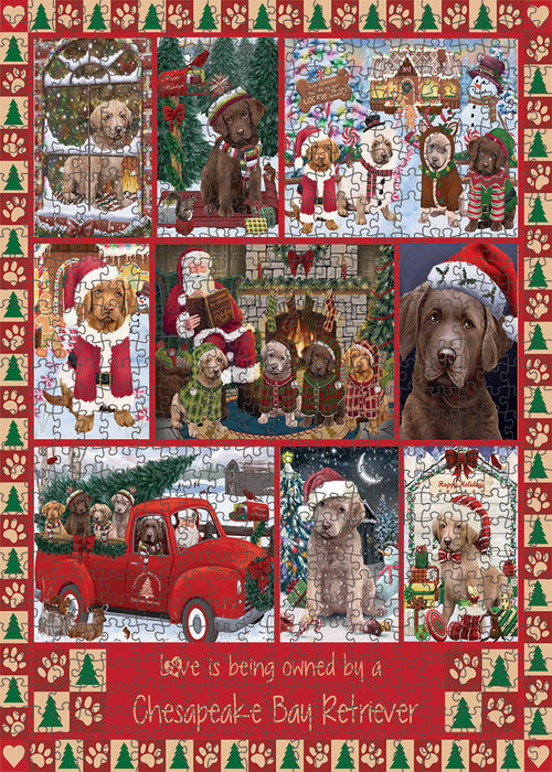 Love is Being Owned Christmas Chesapeake Bay Retriever Dogs Puzzle with Photo Tin PUZL99336