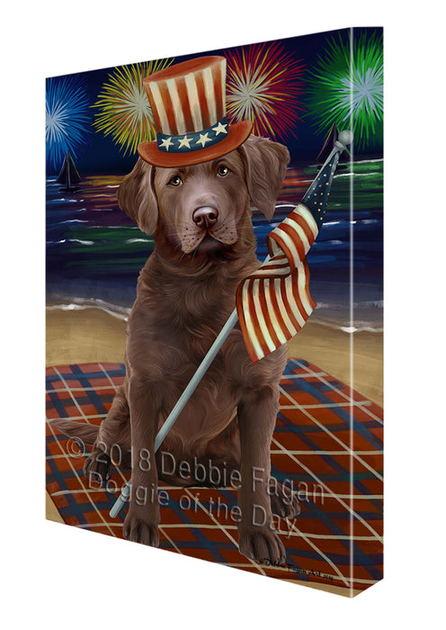 4th of July Independence Day Firework Chesapeake Bay Retriever Dog Canvas Wall Art CVS55461