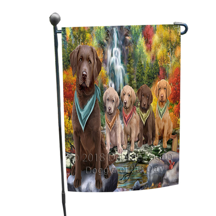 Scenic Waterfall Chesapeake Bay Retrievers Dog Garden Flag GFLG49558