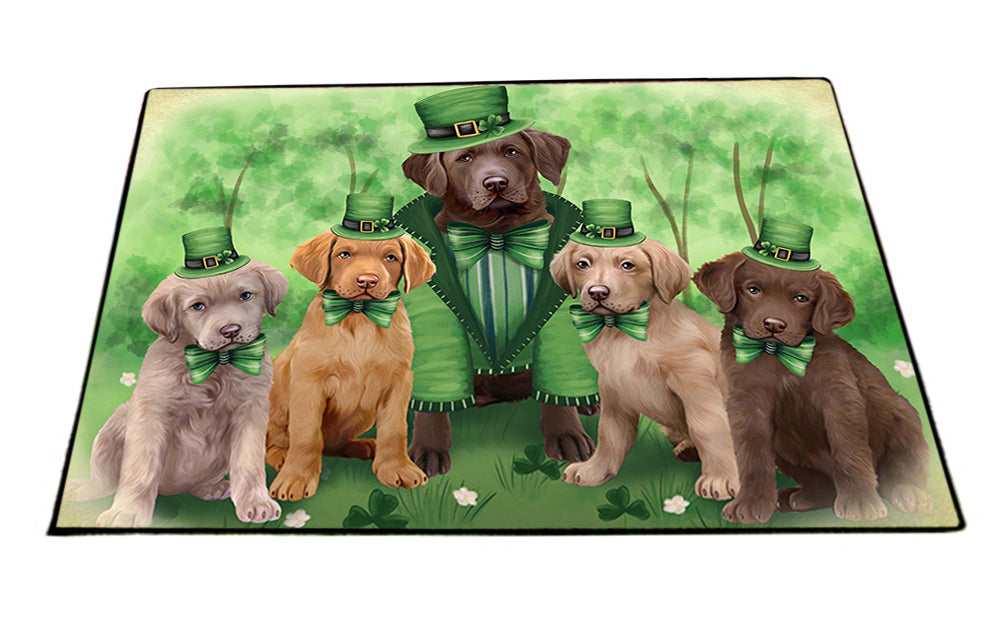 St. Patricks Day Irish Family Portrait Chesapeake Bay Retrievers Dog Floormat FLMS49321 Floormat FLMS49332