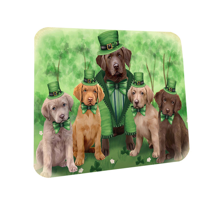 St. Patricks Day Irish Family Portrait Chesapeake Bay Retrievers Dog Coasters Set of 4 CST48729