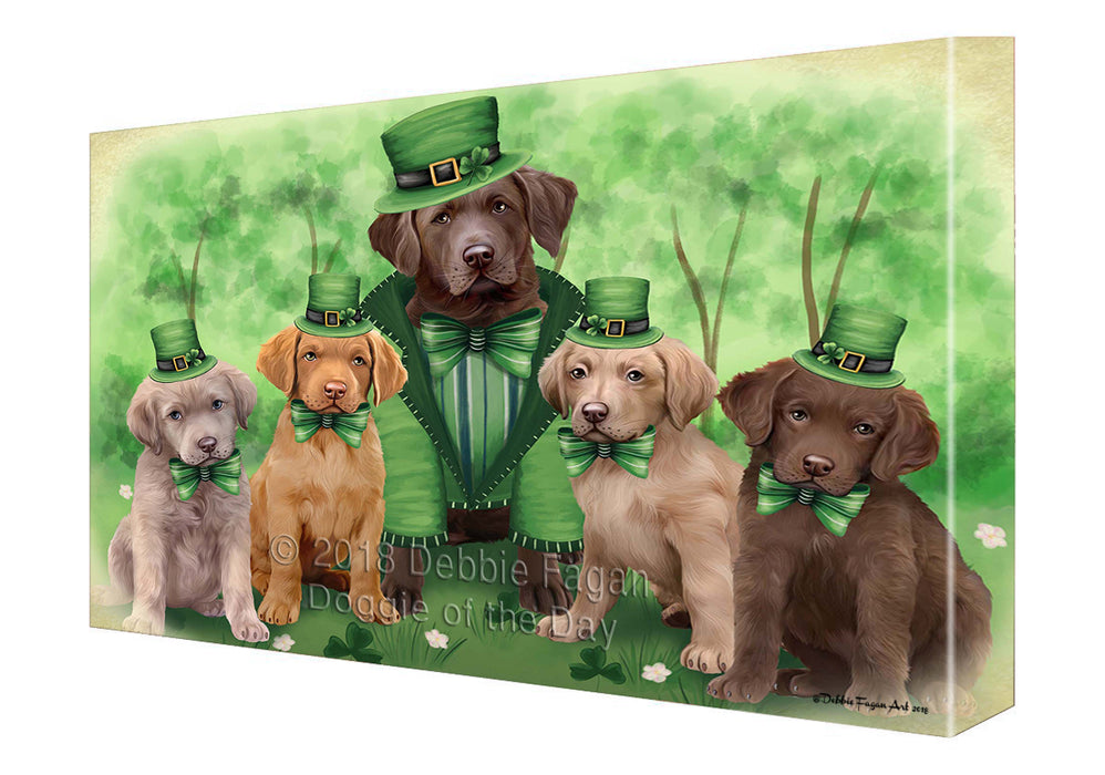 St. Patricks Day Irish Family Portrait Chesapeake Bay Retrievers Dog Canvas Wall Art CVS54543