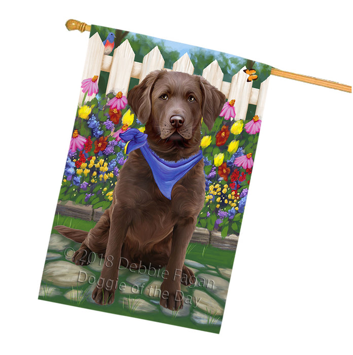 Spring Floral Chesapeake Bay Retriever Dog House Flag FLG49810