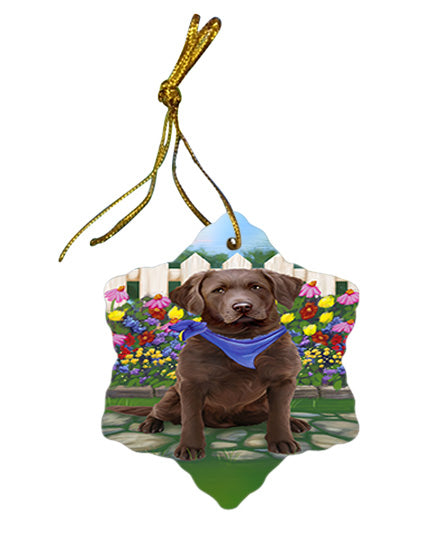 Spring Floral Chesapeake Bay Retriever Dog Star Porcelain Ornament SPOR49837