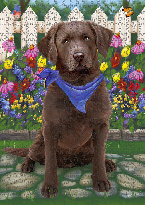 Spring Floral Chesapeake Bay Retriever Dog Puzzle with Photo Tin PUZL53241