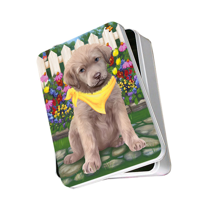 Spring Floral Chesapeake Bay Retriever Dog Photo Storage Tin PITN49846