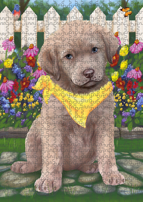 Spring Floral Chesapeake Bay Retriever Dog Puzzle with Photo Tin PUZL53244