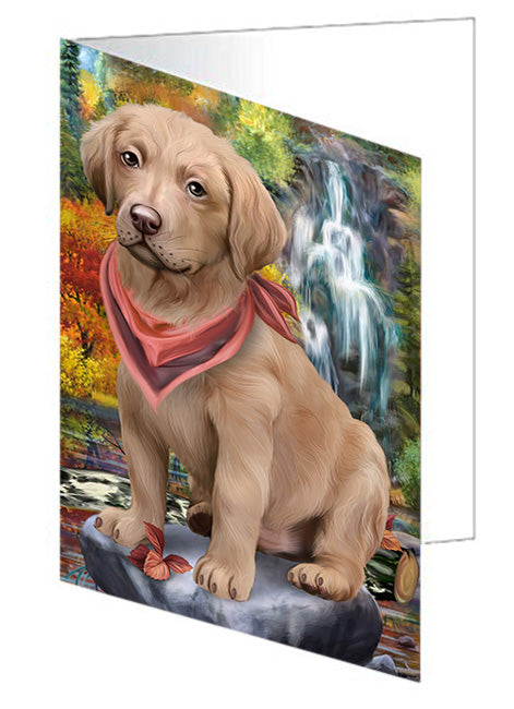 Scenic Waterfall Chesapeake Bay Retriever Dog Handmade Artwork Assorted Pets Greeting Cards and Note Cards with Envelopes for All Occasions and Holiday Seasons GCD53222