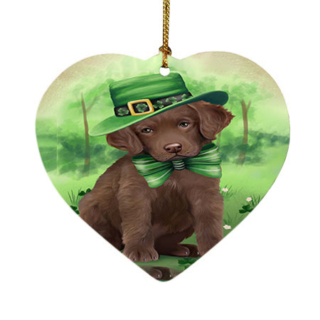 St. Patricks Day Irish Portrait Chesapeake Bay Retriever Dog Heart Christmas Ornament HPOR48771