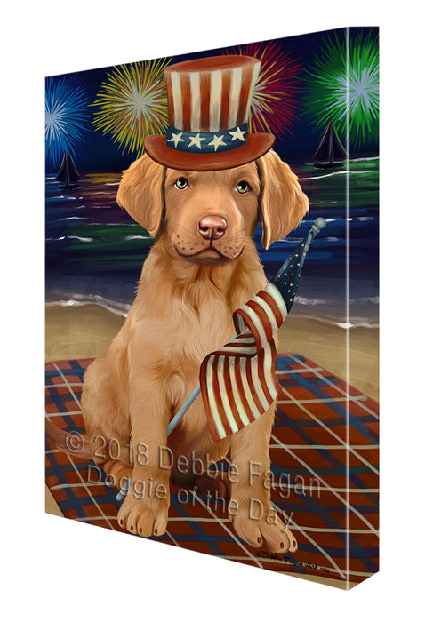 4th of July Independence Day Firework Chesapeake Bay Retriever Dog Canvas Wall Art CVS55479