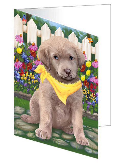 Spring Floral Chesapeake Bay Retriever Dog Handmade Artwork Assorted Pets Greeting Cards and Note Cards with Envelopes for All Occasions and Holiday Seasons GCD53567
