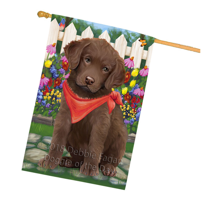 Spring Floral Chesapeake Bay Retriever Dog House Flag FLG49812