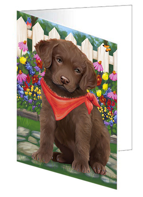 Spring Floral Chesapeake Bay Retriever Dog Handmade Artwork Assorted Pets Greeting Cards and Note Cards with Envelopes for All Occasions and Holiday Seasons GCD53570