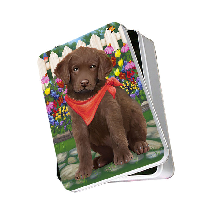 Spring Floral Chesapeake Bay Retriever Dog Photo Storage Tin PITN49847