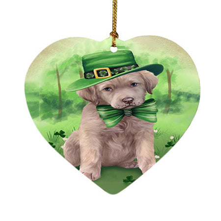 St. Patricks Day Irish Portrait Chesapeake Bay Retriever Dog Heart Christmas Ornament HPOR48772