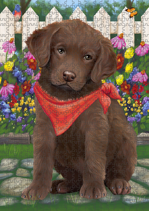 Spring Floral Chesapeake Bay Retriever Dog Puzzle with Photo Tin PUZL53247