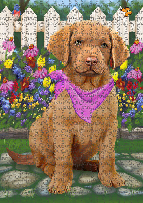 Spring Floral Chesapeake Bay Retriever Dog Puzzle with Photo Tin PUZL53250
