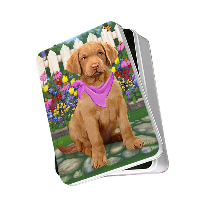 Spring Floral Chesapeake Bay Retriever Dog Photo Storage Tin PITN49848