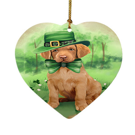 St. Patricks Day Irish Portrait Chesapeake Bay Retriever Dog Heart Christmas Ornament HPOR48773