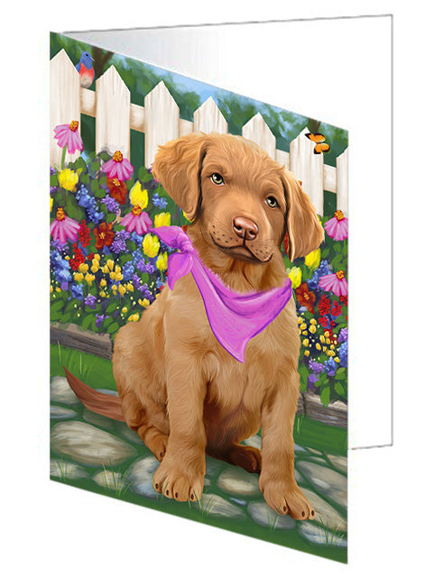 Spring Floral Chesapeake Bay Retriever Dog Handmade Artwork Assorted Pets Greeting Cards and Note Cards with Envelopes for All Occasions and Holiday Seasons GCD53573