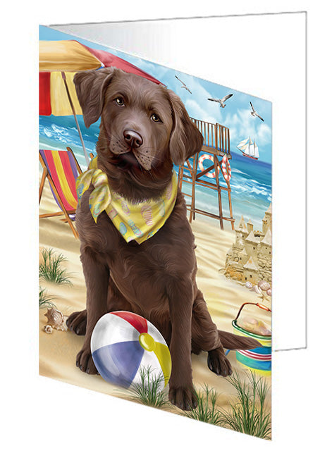 Pet Friendly Beach Chesapeake Bay Retriever Dog Handmade Artwork Assorted Pets Greeting Cards and Note Cards with Envelopes for All Occasions and Holiday Seasons GCD54110