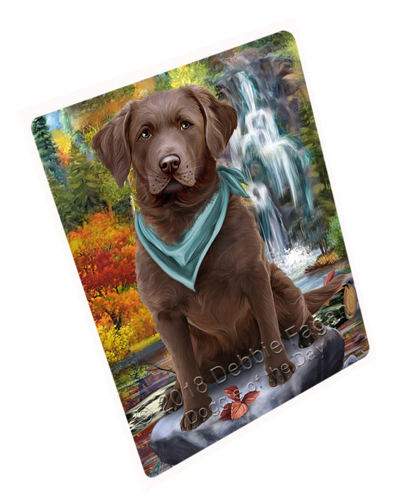 Scenic Waterfall Chesapeake Bay Retriever Dog Tempered Cutting Board C53067