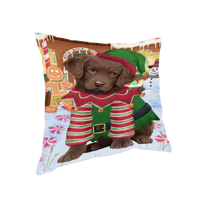 Christmas Gingerbread House Candyfest Chesapeake Bay Retriever Dog Pillow PIL79484