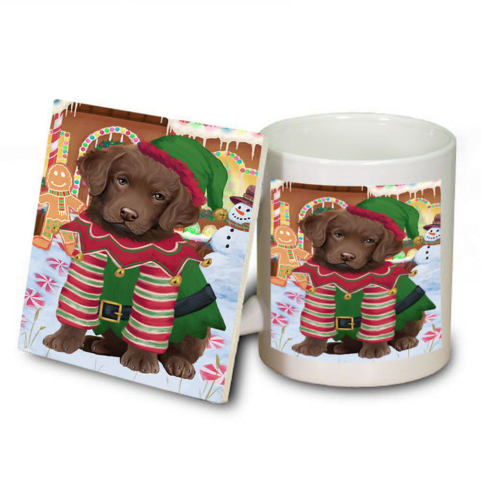 Christmas Gingerbread House Candyfest Chesapeake Bay Retriever Dog Mug and Coaster Set MUC56290