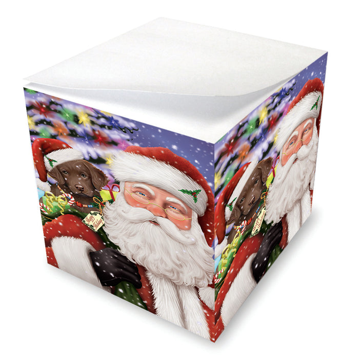 Santa Carrying Chesapeake Bay Retriever Dog and Christmas Presents Note Cube NOC55622