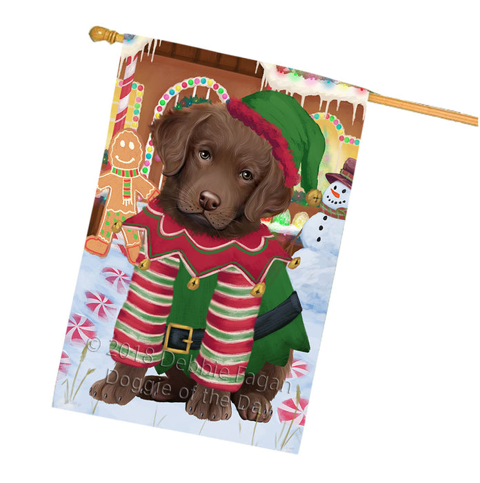 Christmas Gingerbread House Candyfest Chesapeake Bay Retriever Dog House Flag FLG56982